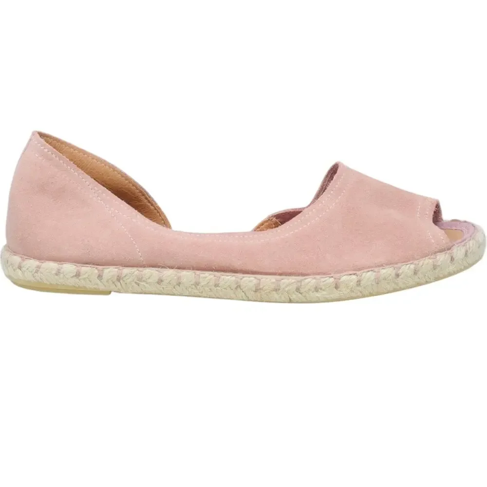 NWT Miz Mooz Cruze Pink Suede Espadrille Flats Size 38 Size 7.5-8 Made in Spain